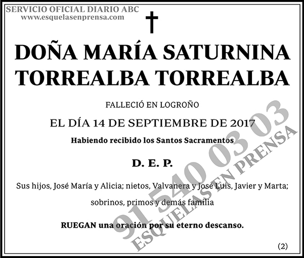 María Saturnina Torrealba Torrealba